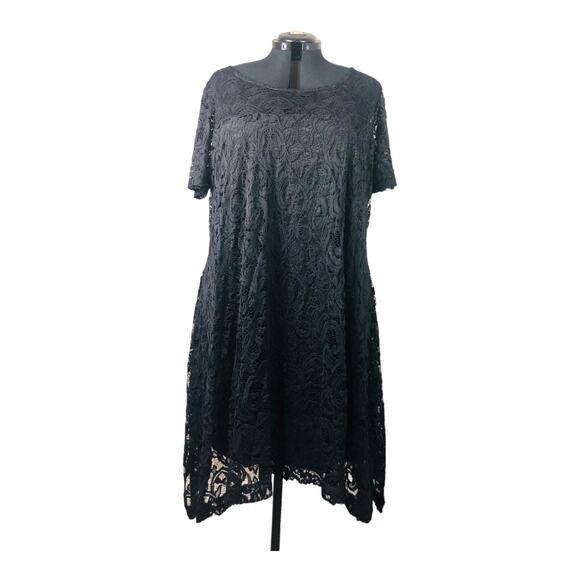 3872 NWT Lane Bryant Womens Black Lace Overlay Shift Dress 22/24 Knee Length - Picture 1 of 7